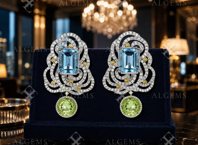 The Aqua & Demantoid Earrings